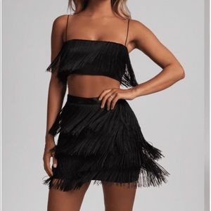 Black Fringe Skirt + Top